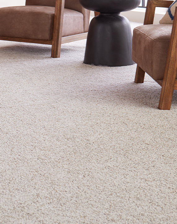 beige carpet in living room with 2 chairs