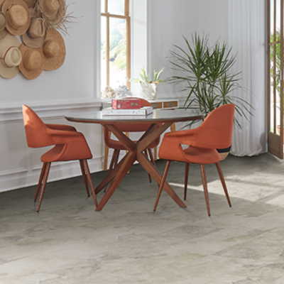stone look luxury vinyl flooring in dining room