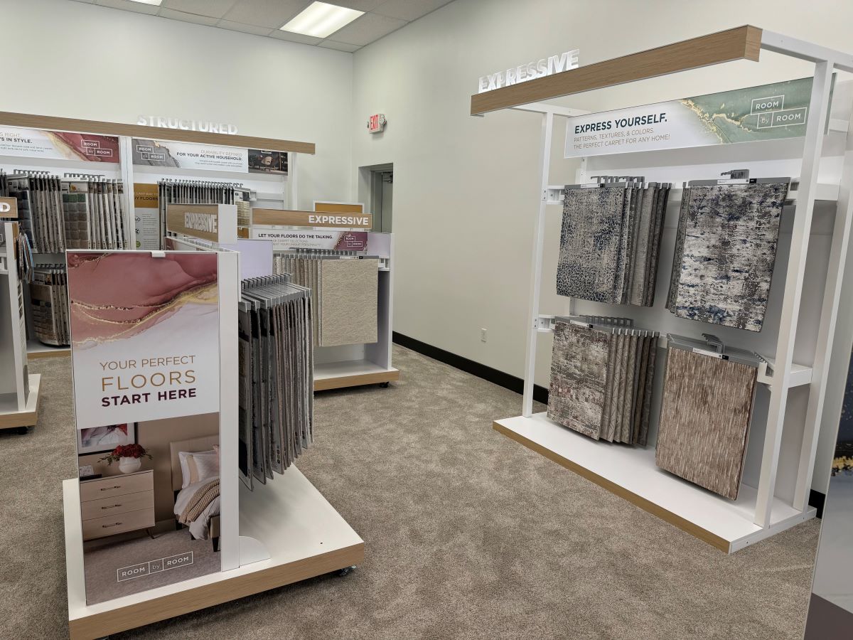 Carpet samples in showroom Carpet samples in showroom