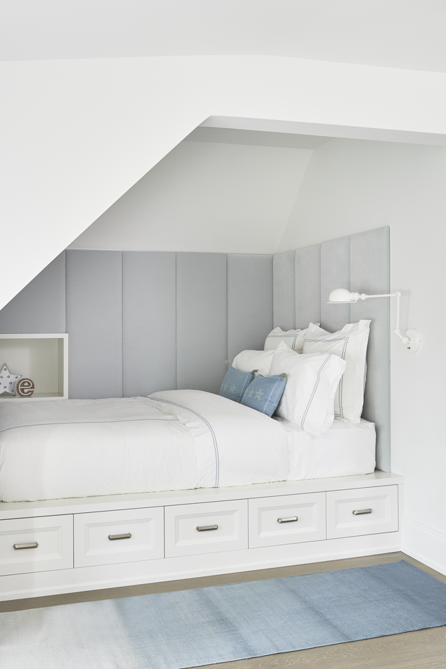 blue bedroom nook Interior Design by Sara Bederman