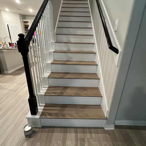 wooden stair case in home